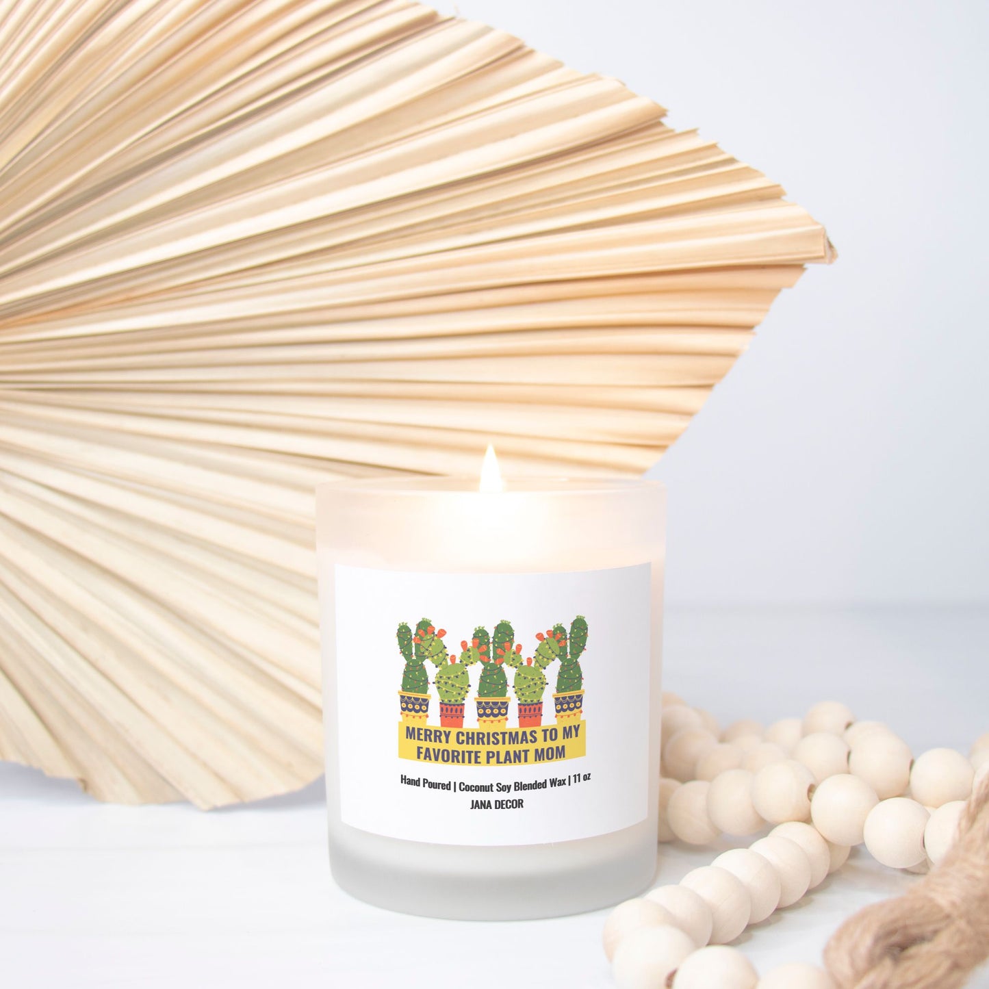 Merry Christmas to my Favorite Plant Mom - Frosted Glass Candle (Hand Poured 11 oz)