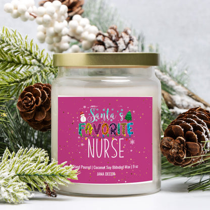 Santa's Favorite Nurse Candle - Apothecary Jar 9oz