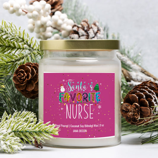 Santa's Favorite Nurse Candle - Apothecary Jar 9oz