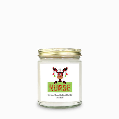 Nurse Christmas Candle - Clear Jar 9oz