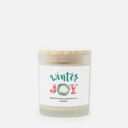 Winter Joy Christmas Candle - Frosted Glass (Hand Poured 11 oz)