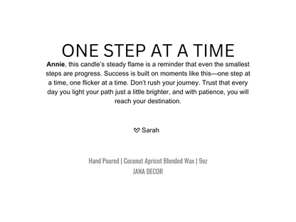 Personalized One Step At A Time Candle Gift in Apothecary Jar (9oz)