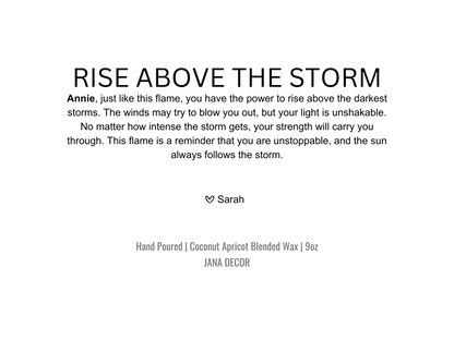 Personalized Rise Above The Storm Candle Gift in  Apothecary Jar 9oz