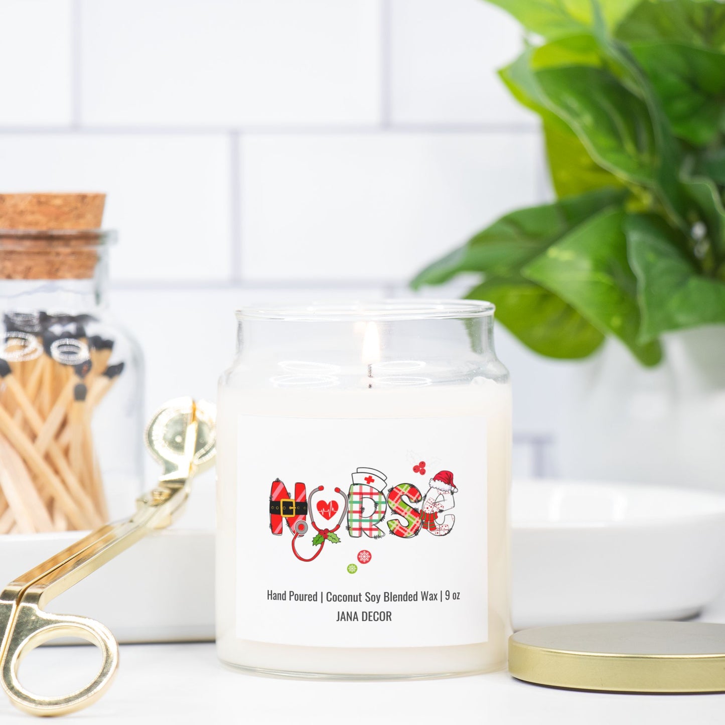 Nurse Christmas Candle - Apothecary Jar 9oz