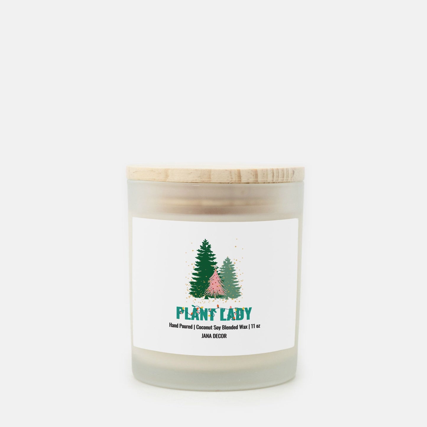 Plant Lady - Frosted Glass Christmas Candle (Hand Poured 11 oz)