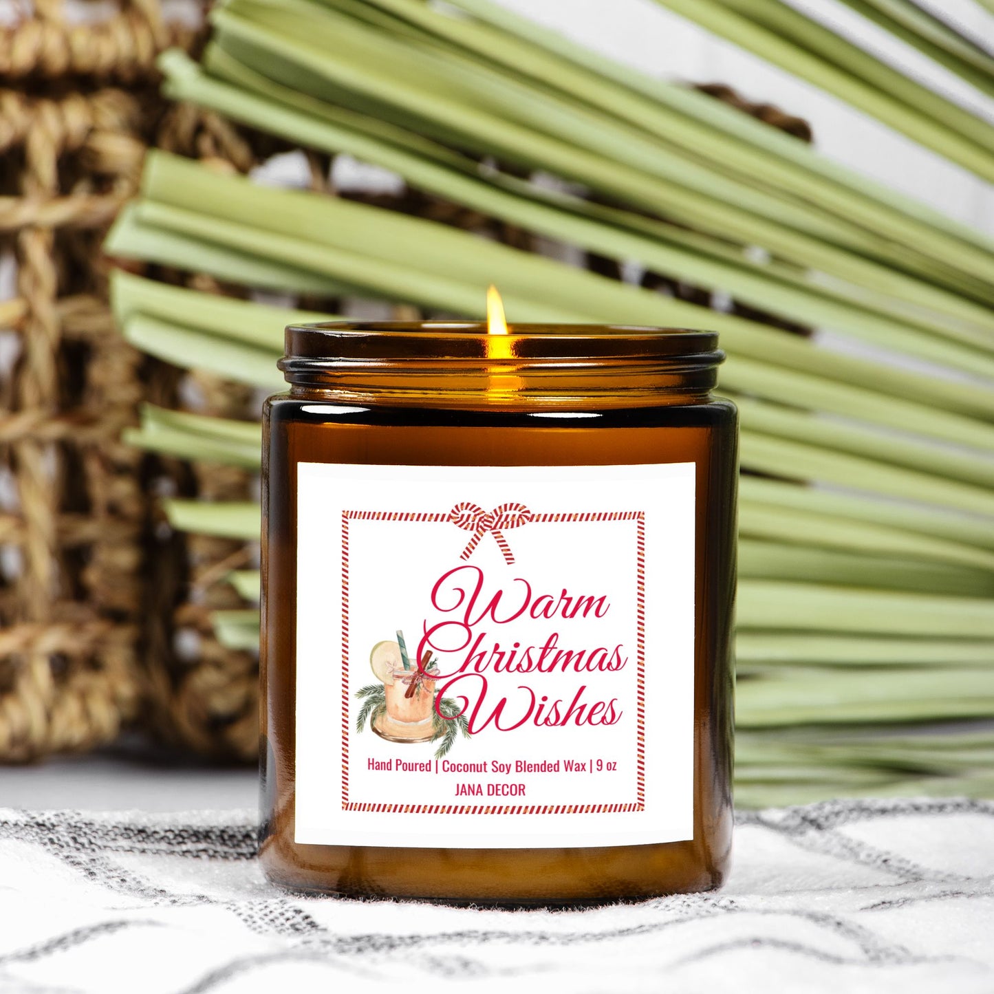 Warm Christmas Wishes Candle - Amber Jar 9oz