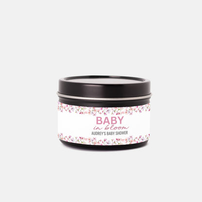 Personalized Magnolia Baby Shower Candle Favors - Tin 4oz