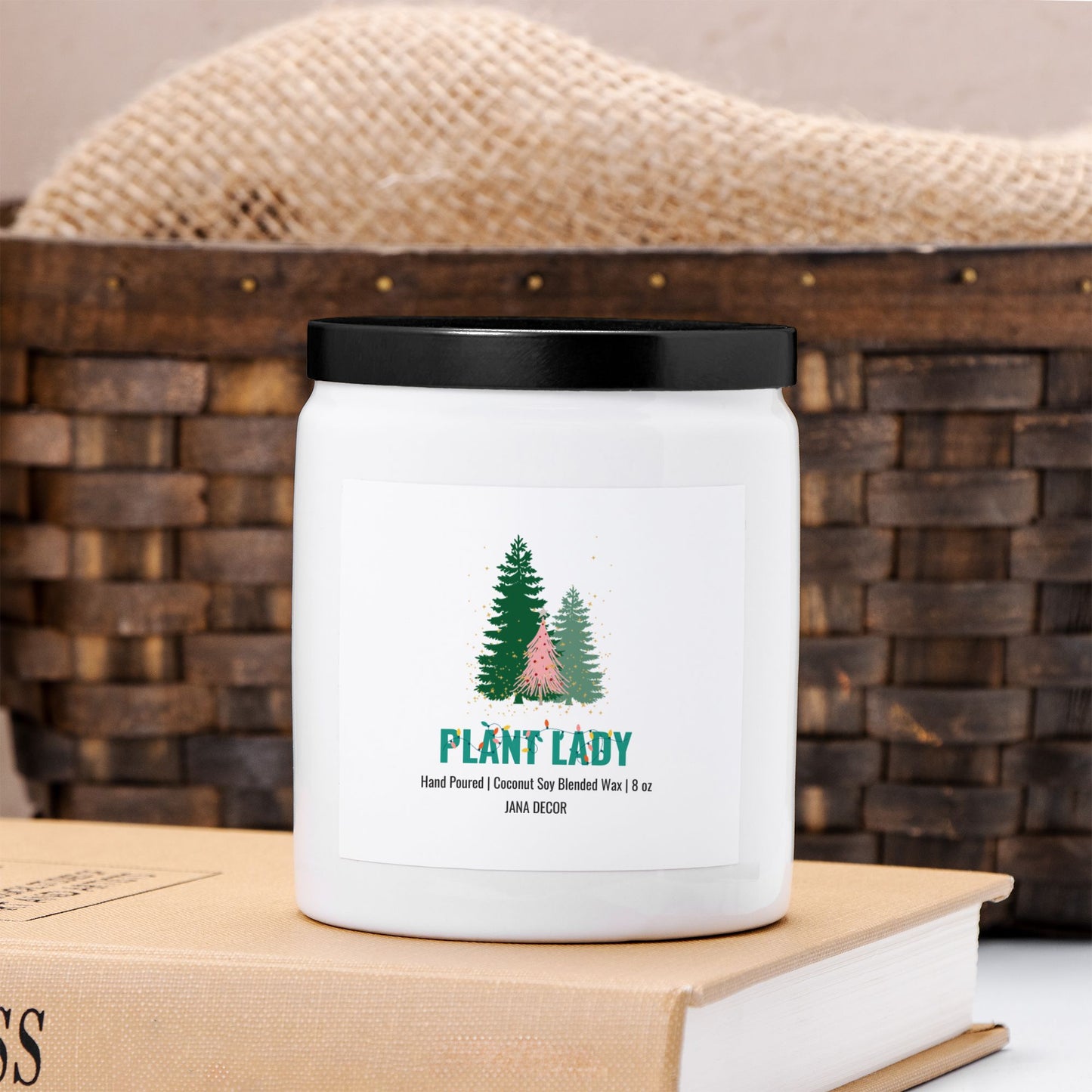 Plant Lady - White Ceramic Jar Christmas Candle 8oz