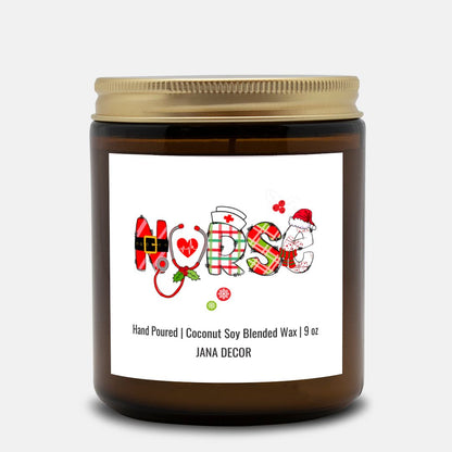 Nurse Christmas Candle - Amber Jar 9oz