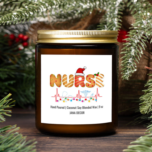 Nurse Christmas Candle - Amber Jar 9oz