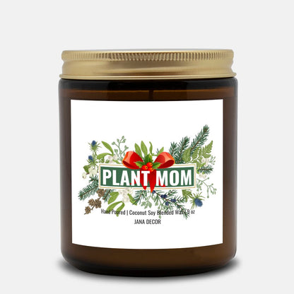 Plant Mom Christmas Candle - Amber Jar 9oz