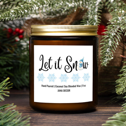 Let it Snow Christmas Candle - Amber Jar 9oz