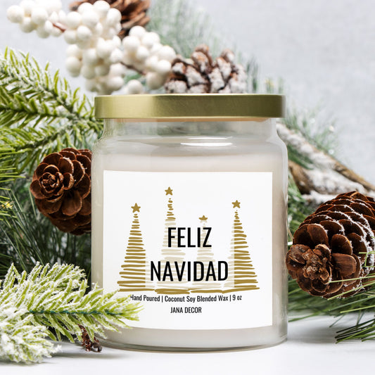 Feliz Navidad Candle - Apothecary Jar 9oz