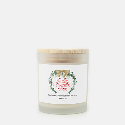 The Best Teacher Ever Christmas Candle - Frosted Glass (Hand Poured 11 oz)