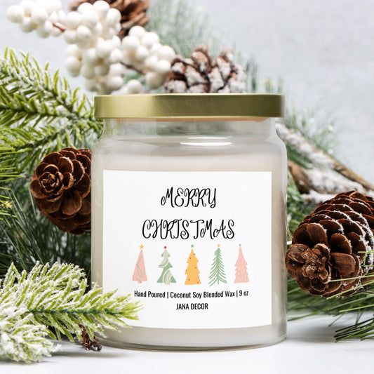 Merry Christmas Candle - Apothecary Jar 9oz