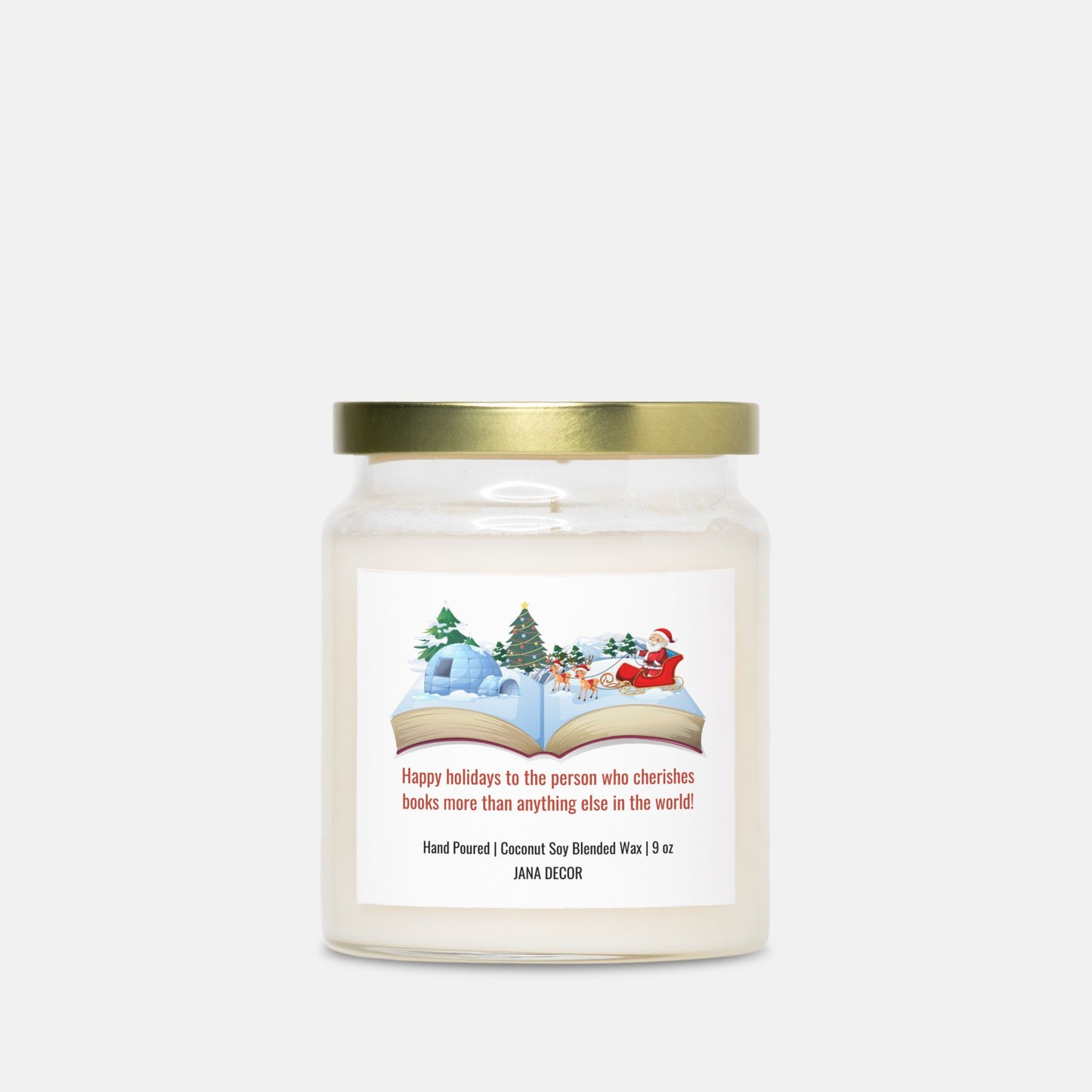 Happy Holidays Book Lover Candle - Apothecary Jar 9oz