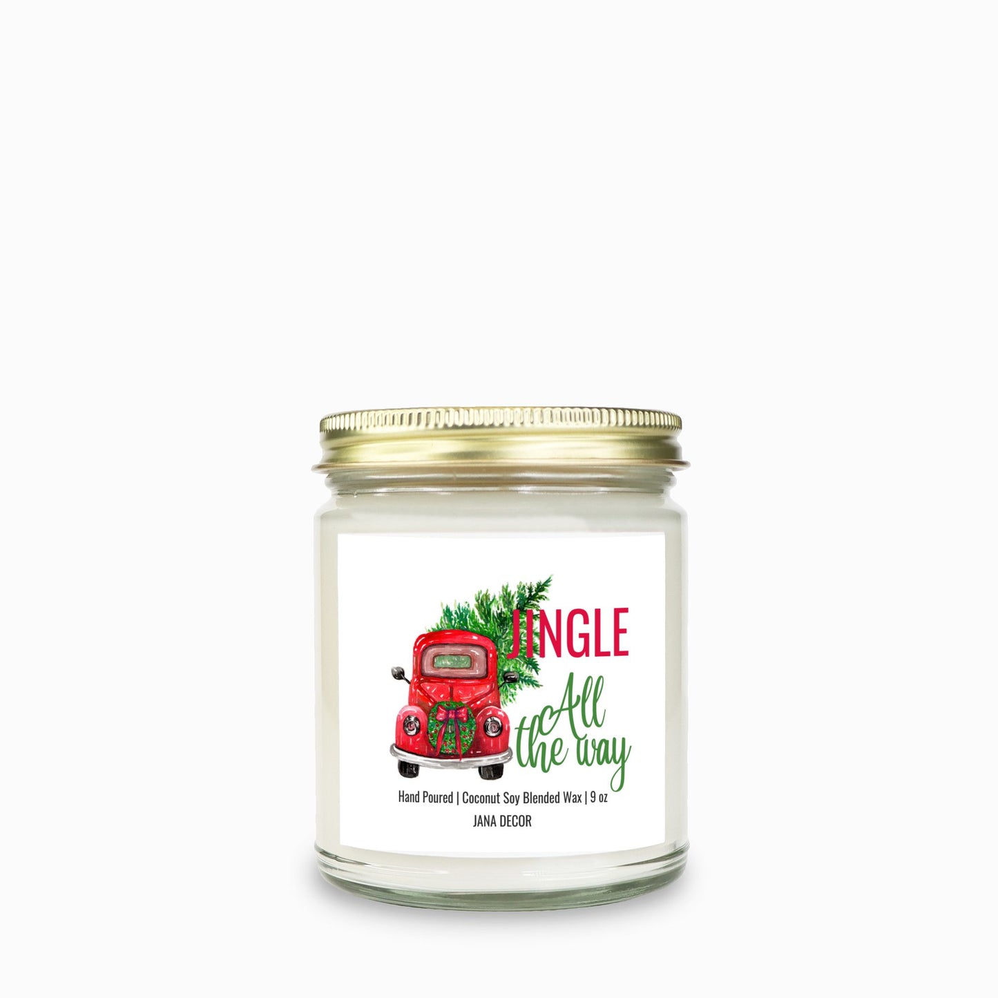 Jinge All the Way Christmas Candle - Clear Jar 9oz