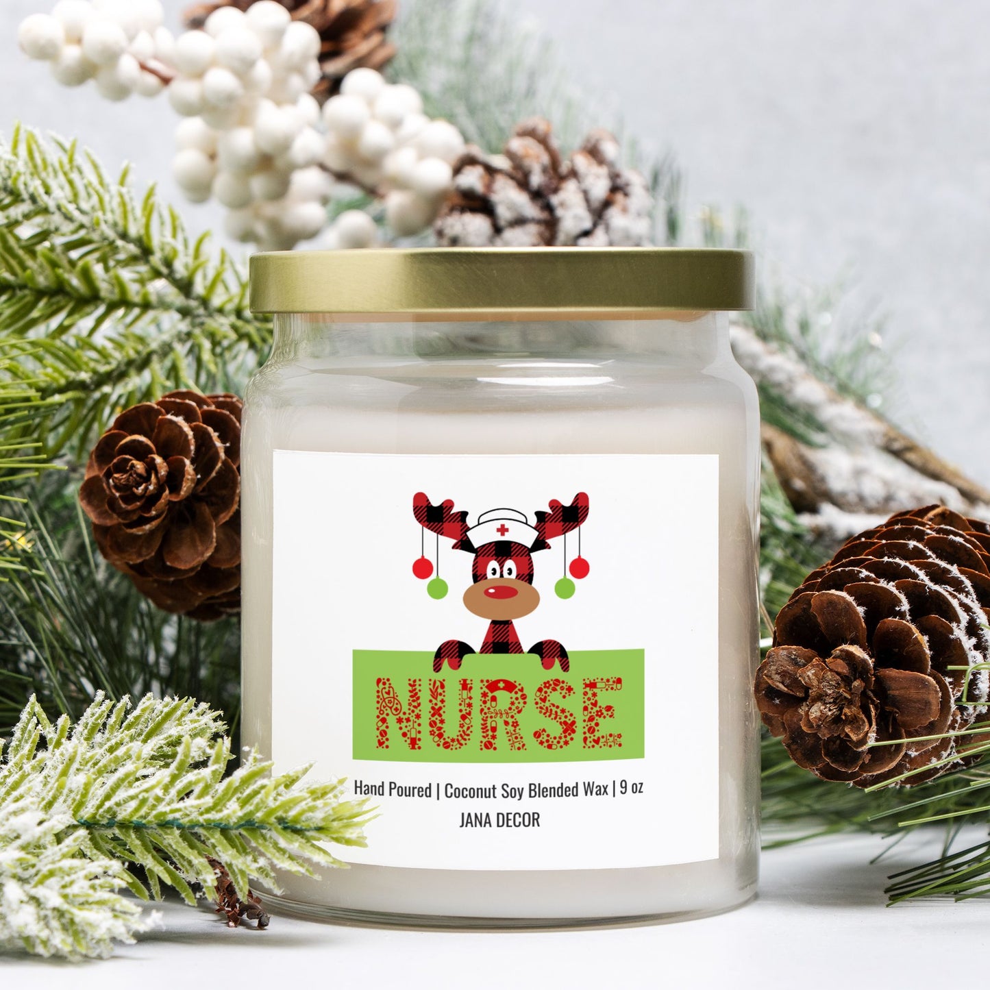 Nurse Christmas Candle - Apothecary Jar 9oz