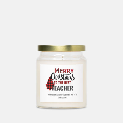 Merry Christmas to the Best Teacher Candle - Apothecary Jar 9oz