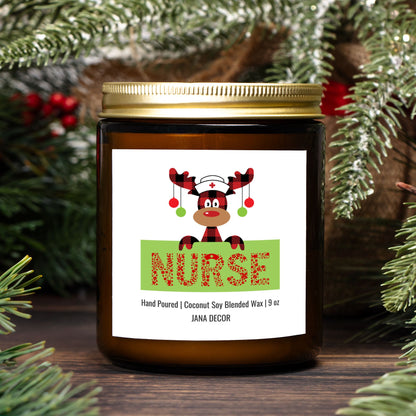 Nurse Christmas Candle - Amber Jar 9oz