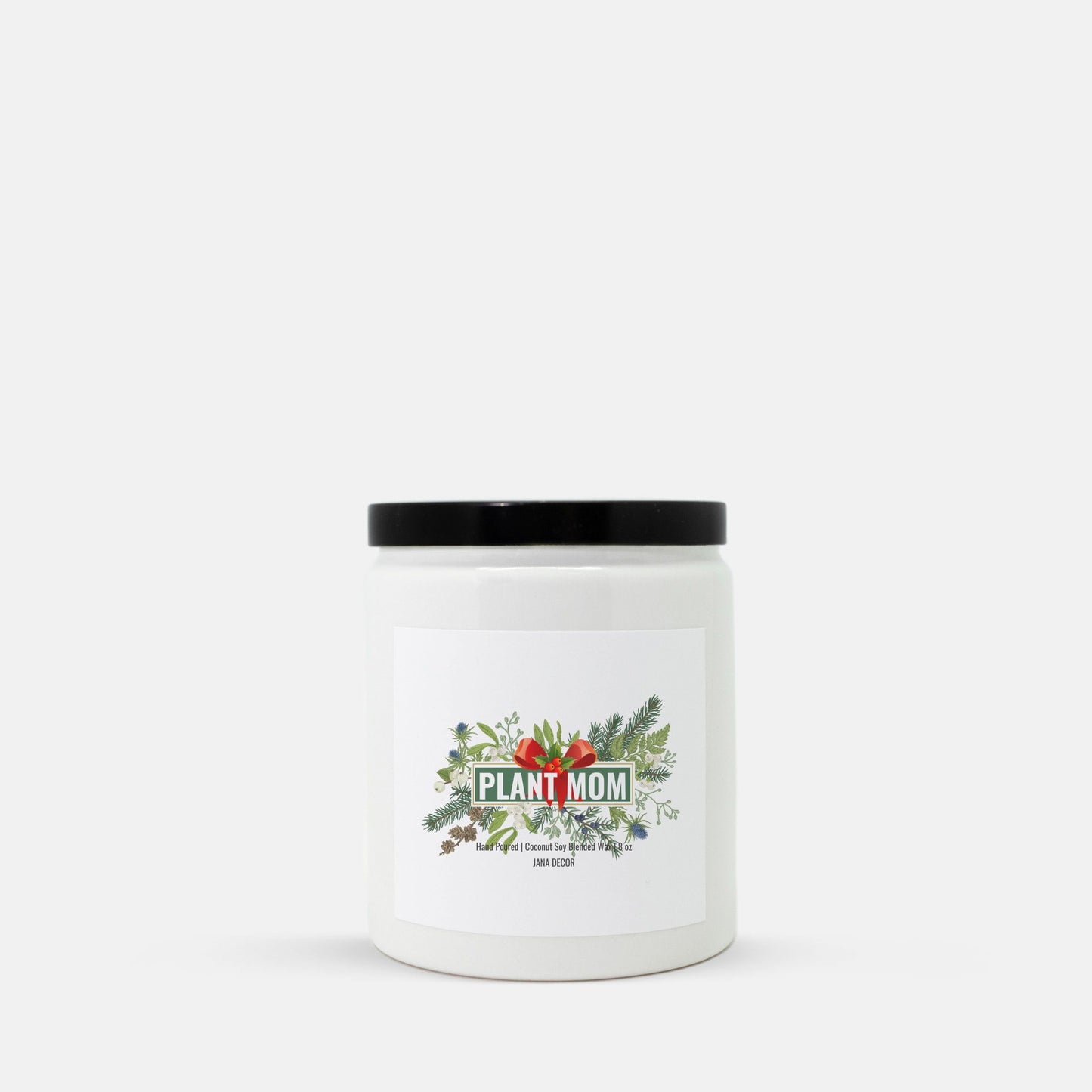 Plant Mom - White Ceramic Jar Christmas Candle 8oz