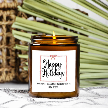 Happy Holidays Candle - Amber Jar 9oz