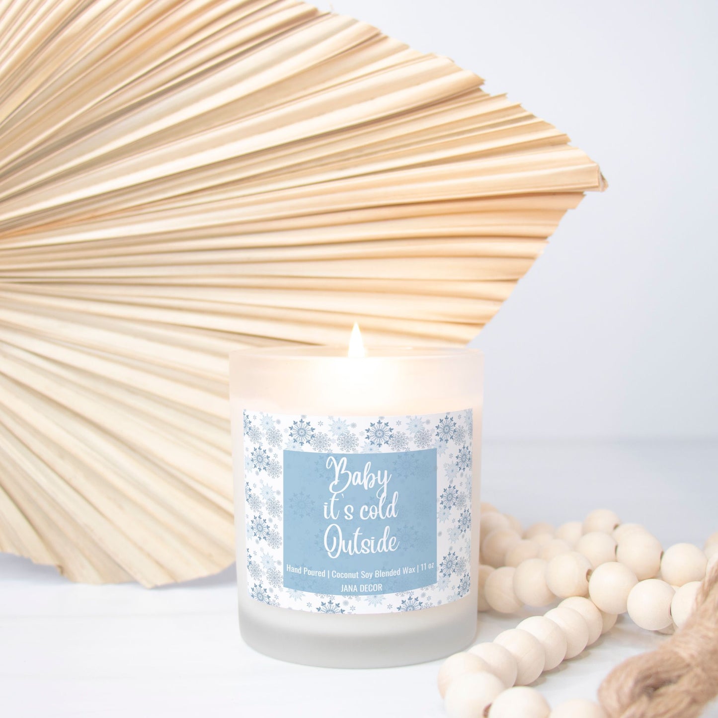 Baby it's Cold Outside - Frosted Glass Christmas Candle (Hand Poured 11 oz)