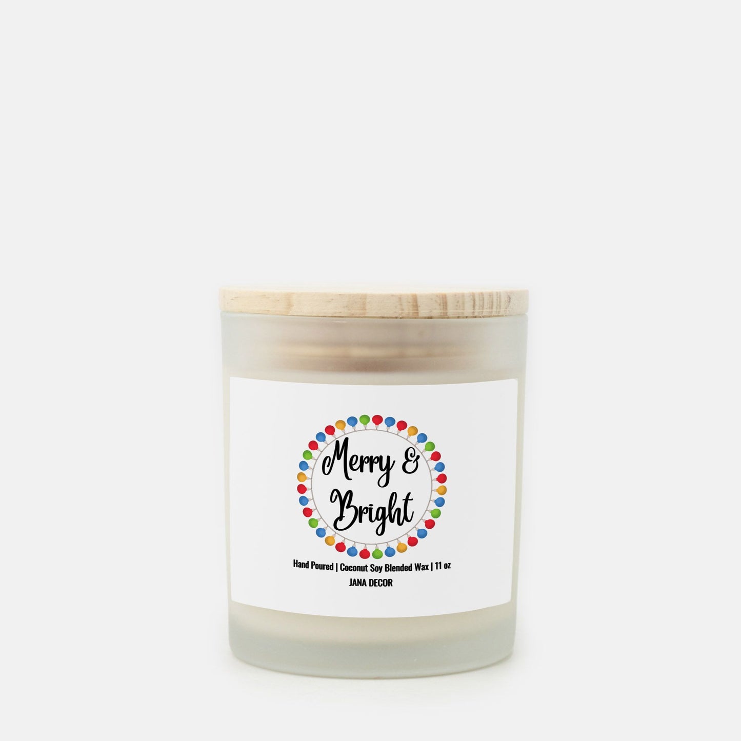 Merry & Bright - Frosted Glass Christmas Candle (Hand Poured 11 oz)