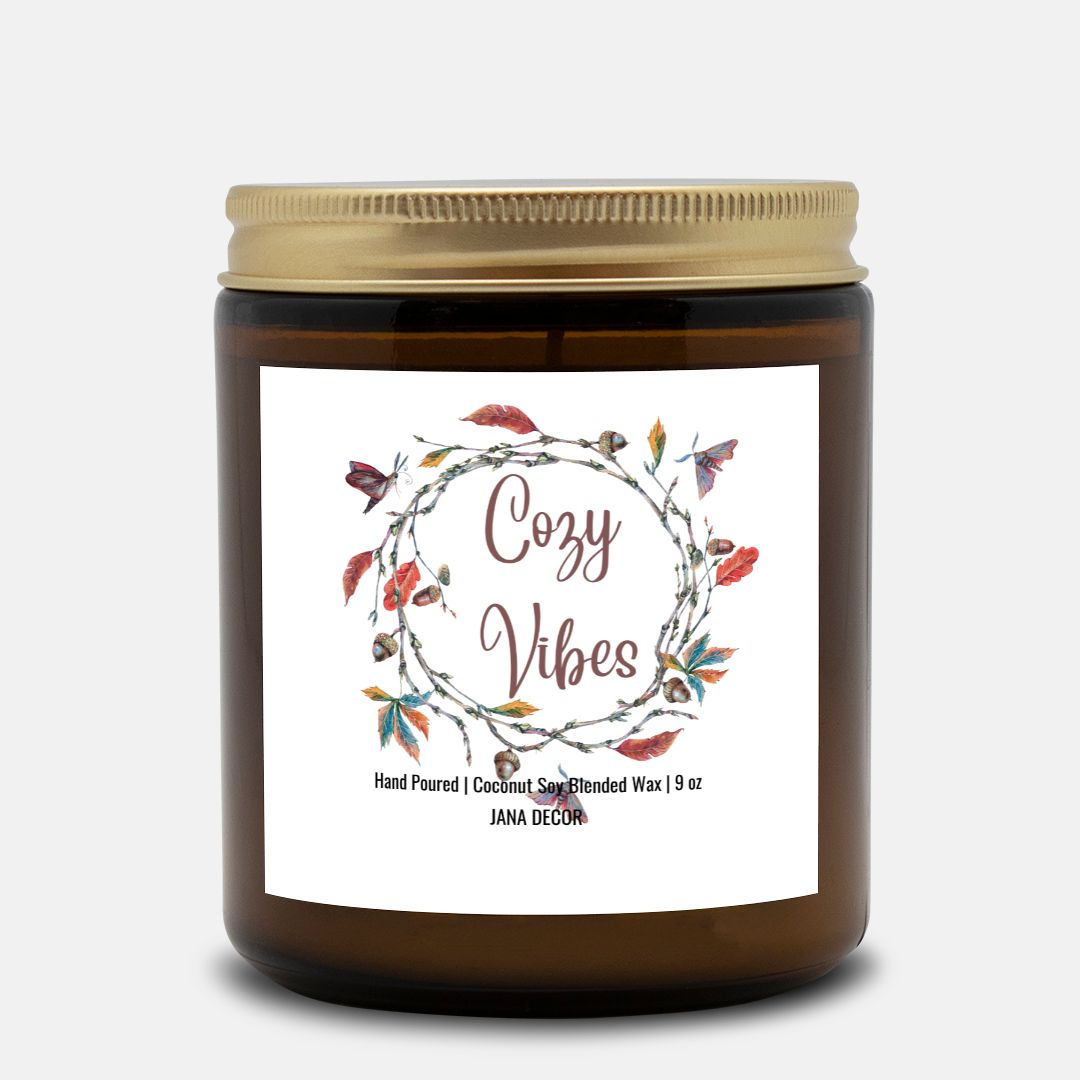 Cozy Vibes - Amber Jar Candle 9oz