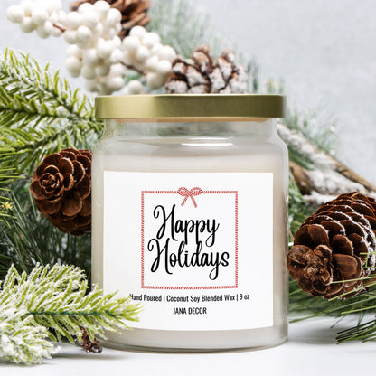 Happy Holidays Candle - Apothecary Jar 9oz