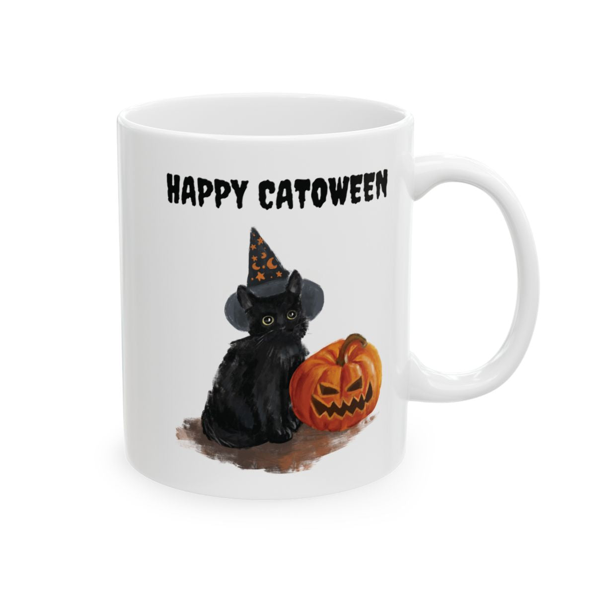 Happy Catoween Halloween Ceramic Mug, (11oz, 15oz)