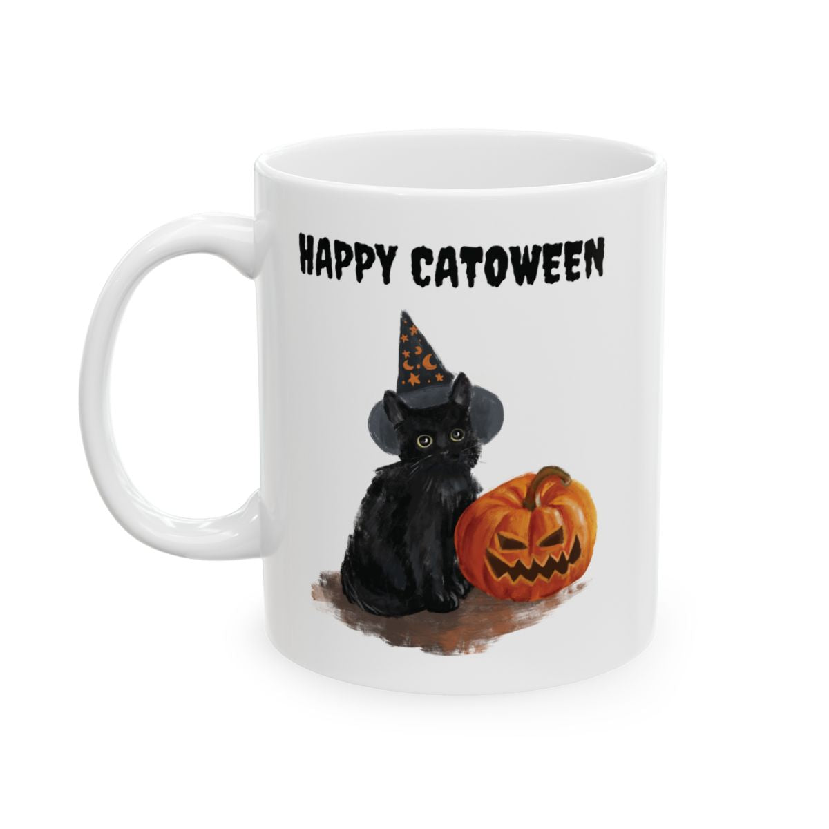 Happy Catoween Halloween Ceramic Mug, (11oz, 15oz)