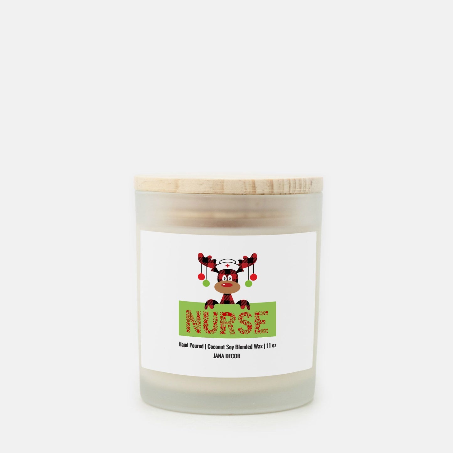 Nurse - Frosted Glass Christmas Candle (Hand Poured 11 oz)