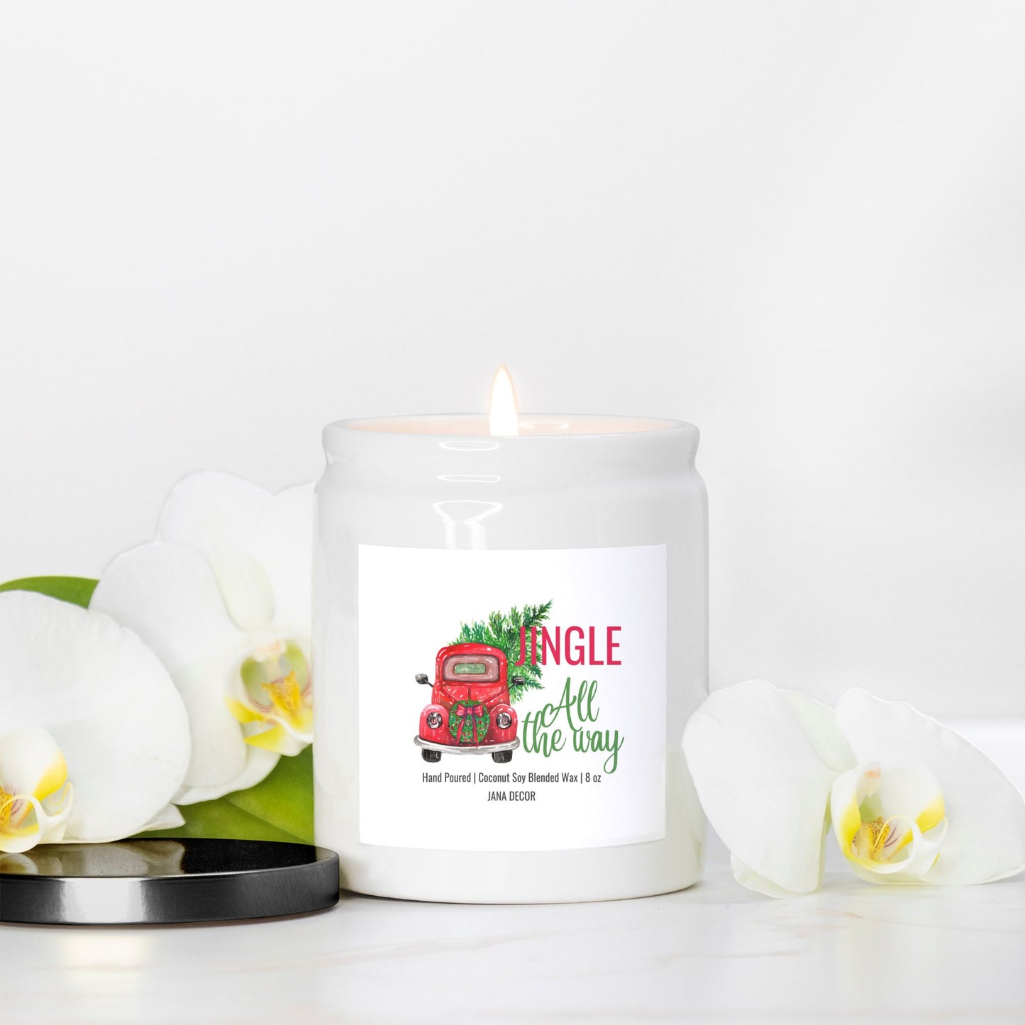 Jingle All the Way - White Ceramic Jar Candle 8oz