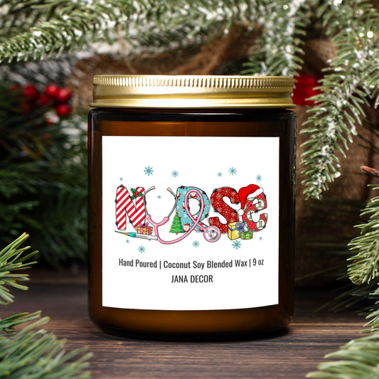 Nurse Christmas Candle - Amber Jar 9oz