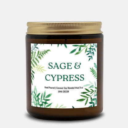 Sage & Cypress Candle - Amber Jar 9oz