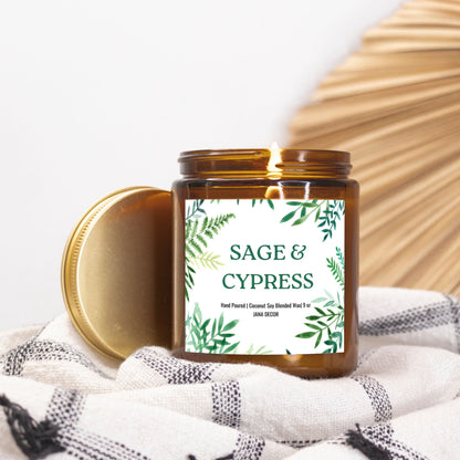 Sage & Cypress Candle - Amber Jar 9oz