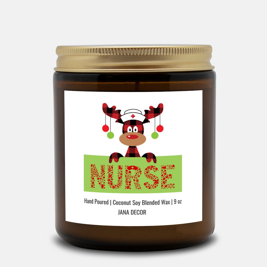 Nurse Christmas Candle - Amber Jar 9oz