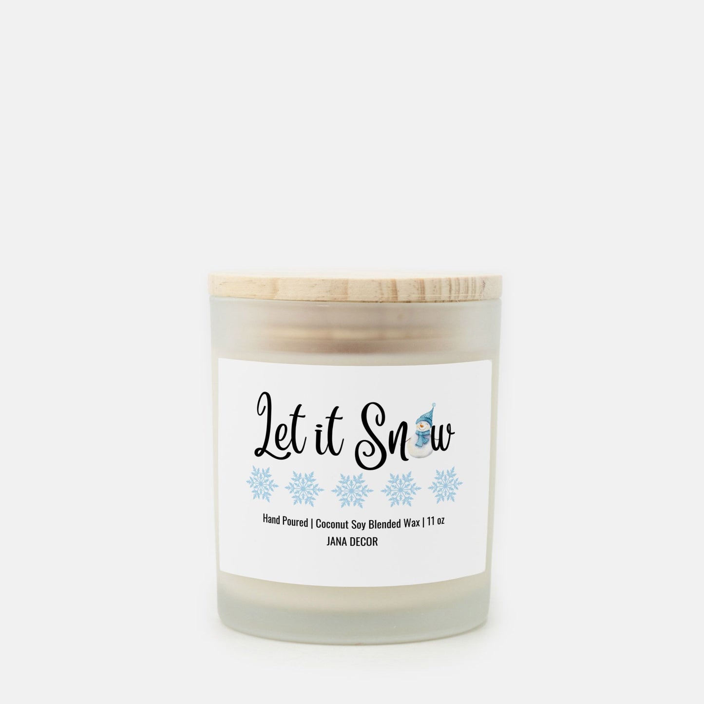 Let it Snow - Frosted Glass Christmas Candle (Hand Poured 11 oz)