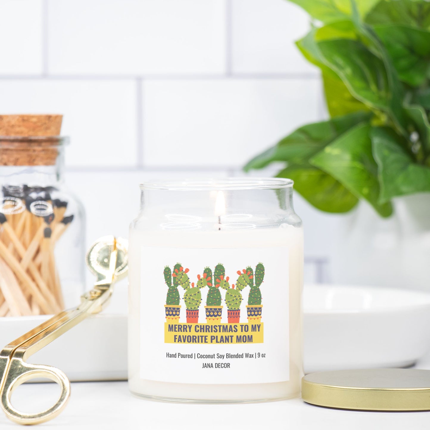 Plant Mom Christmas Candle - Apothecary Jar 9oz