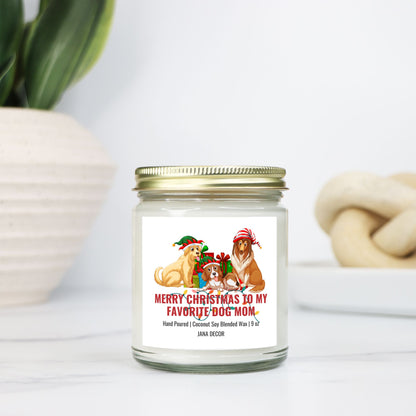 Merry Christmas to my Favorite Dog Mom Candle - Clear Jar 9oz