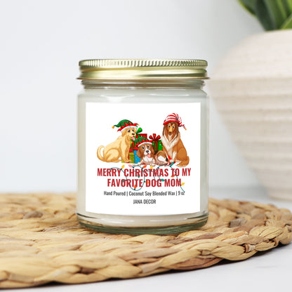 Merry Christmas to my Favorite Dog Mom Candle - Clear Jar 9oz