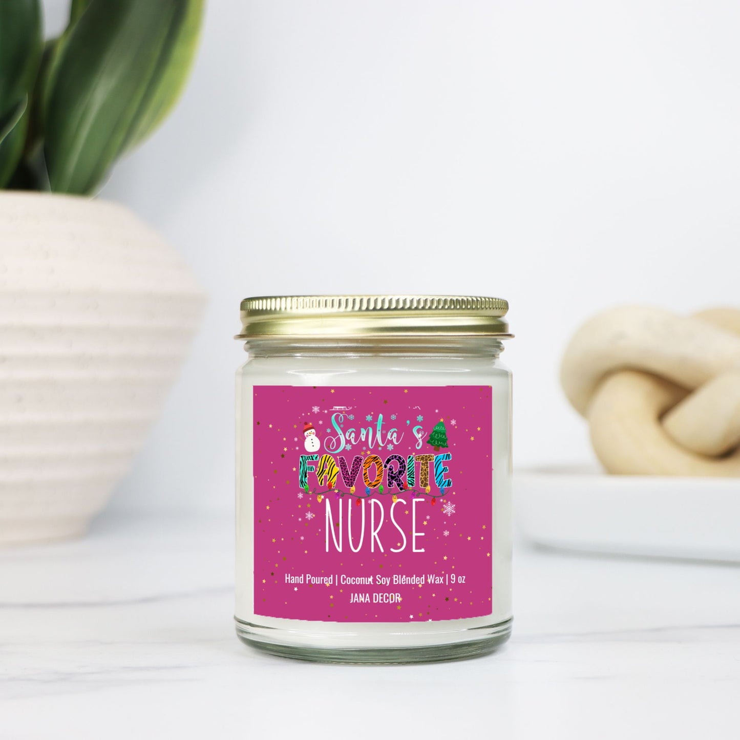 Santa's Favorite Nurse Candle - Clear Jar 9oz