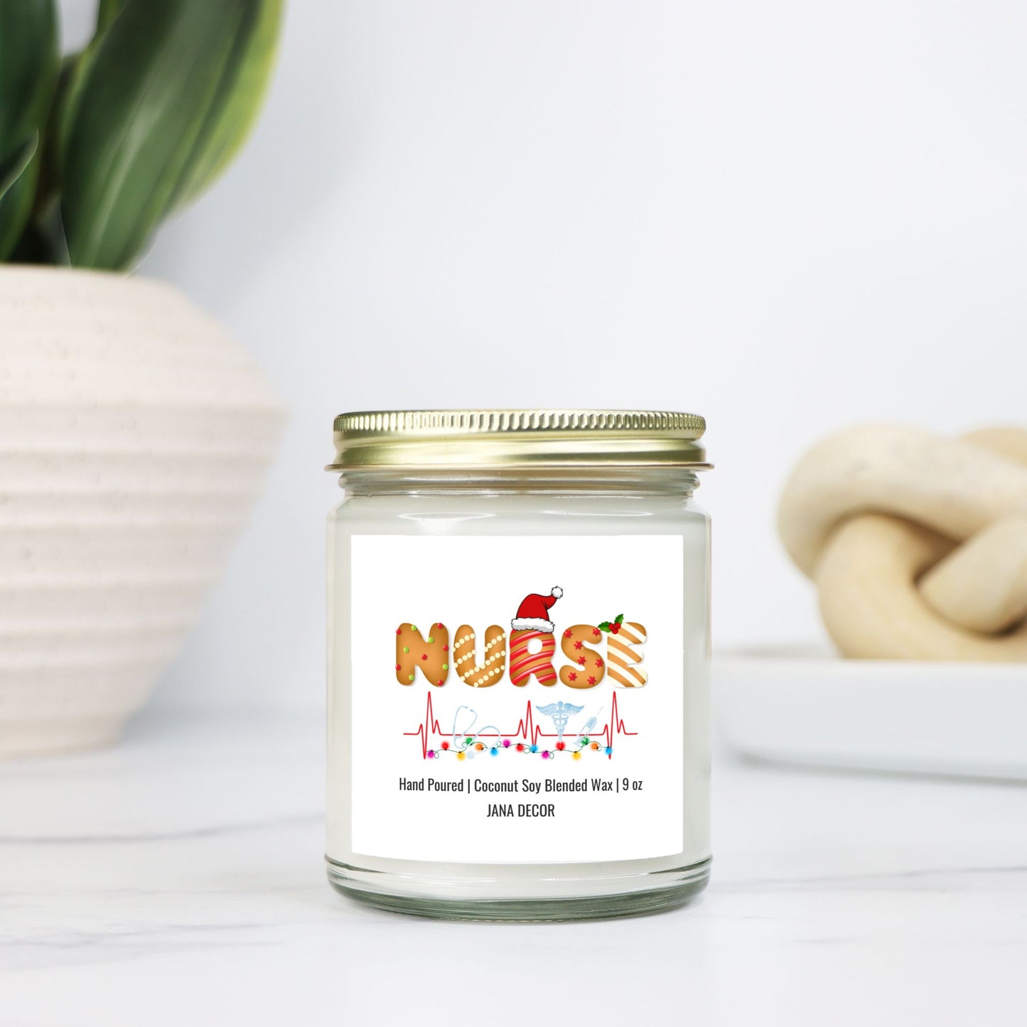 Nurse Christmas Candle - Clear Jar 9oz