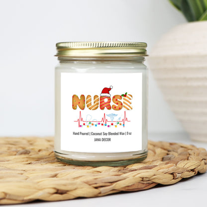 Nurse Christmas Candle - Clear Jar 9oz