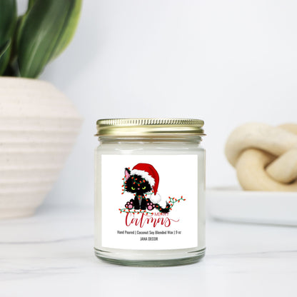 Merry Catmas Christmas Candle - Clear Jar 9oz