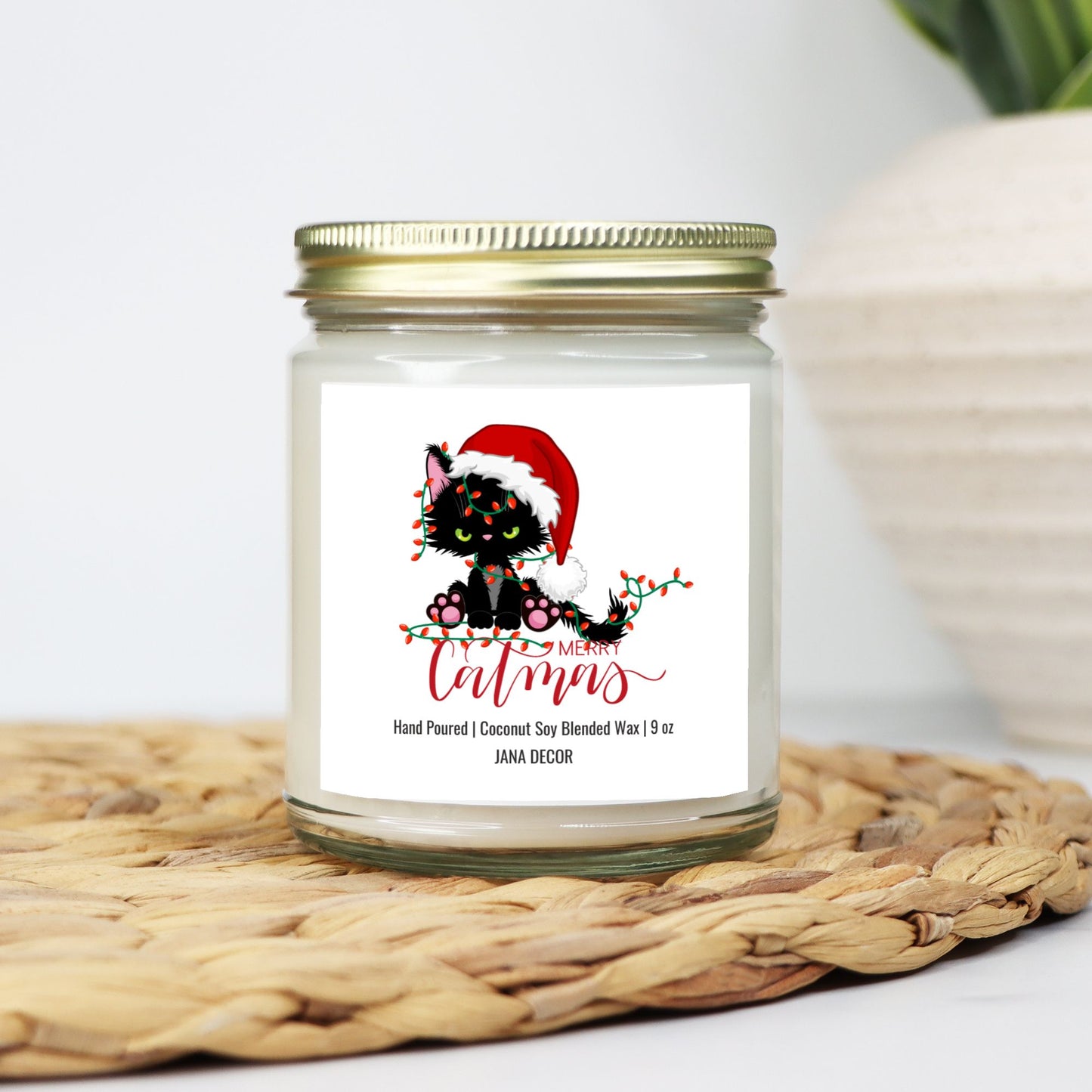 Merry Catmas Christmas Candle - Clear Jar 9oz