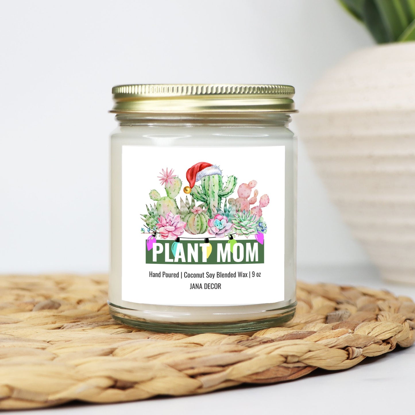 Plant Mom Christmas Candle - Clear Jar 9oz