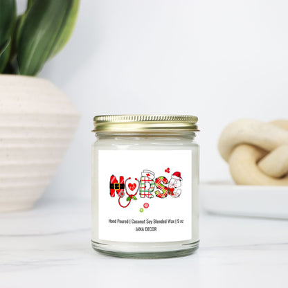 Nurse Christmas Candle - Clear Jar 9oz