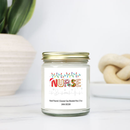 Nurse Christmas Candle - Clear Jar 9oz